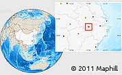 Shaded Relief Location Map of Yixian, highlighted country