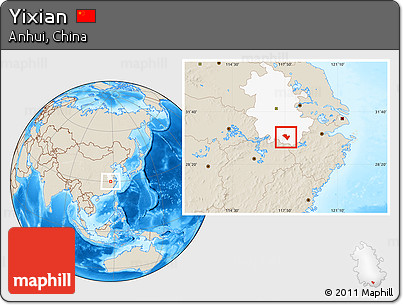 Shaded Relief Location Map of Yixian, highlighted parent region