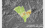 Physical Map of Yixian, darken, desaturated