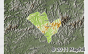 Physical Map of Yixian, darken, semi-desaturated