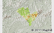 Physical Map of Yixian, lighten, semi-desaturated
