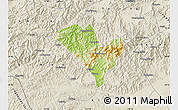 Physical Map of Yixian, shaded relief outside