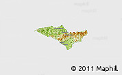 Physical Panoramic Map of Yixian, single color outside