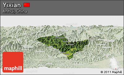 Satellite Panoramic Map of Yixian, lighten