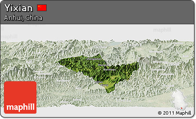 Satellite Panoramic Map of Yixian, lighten