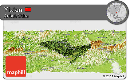 Satellite Panoramic Map of Yixian, physical outside