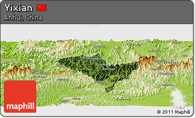Satellite Panoramic Map of Yixian, physical outside