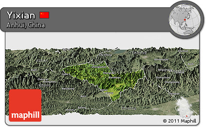 Satellite Panoramic Map of Yixian, semi-desaturated