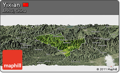 Satellite Panoramic Map of Yixian, semi-desaturated