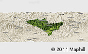 Satellite Panoramic Map of Yixian, shaded relief outside