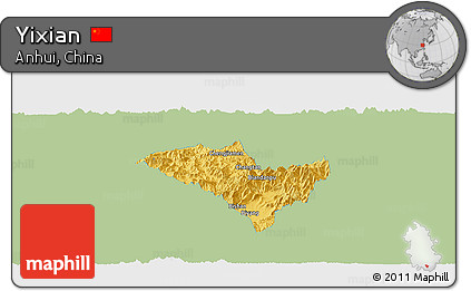 Savanna Style Panoramic Map of Yixian, single color outside
