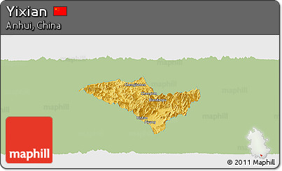 Savanna Style Panoramic Map of Yixian, single color outside