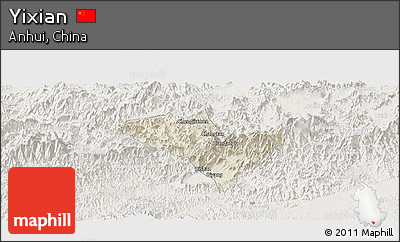 Shaded Relief Panoramic Map of Yixian, lighten