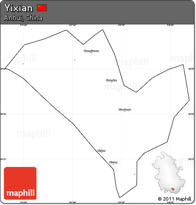 Blank Simple Map of Yixian, cropped outside