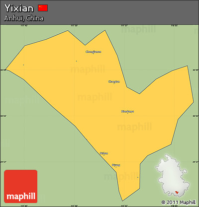 Savanna Style Simple Map of Yixian, cropped outside