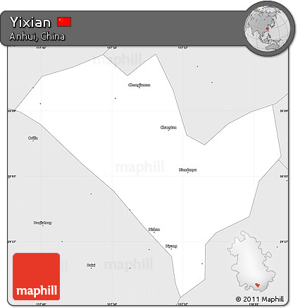 Silver Style Simple Map of Yixian