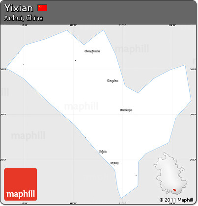 Silver Style Simple Map of Yixian, single color outside