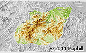 Physical 3D Map of Yuexi, lighten, desaturated