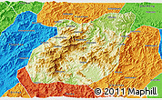 Physical 3D Map of Yuexi, political outside