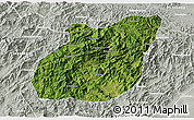 Satellite 3D Map of Yuexi, lighten, semi-desaturated