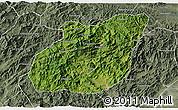 Satellite 3D Map of Yuexi, semi-desaturated