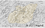 Shaded Relief 3D Map of Yuexi, desaturated