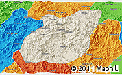 Shaded Relief 3D Map of Yuexi, political outside