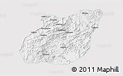 Silver Style 3D Map of Yuexi, single color outside