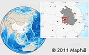 Shaded Relief Location Map of Yuexi, highlighted country, highlighted parent region