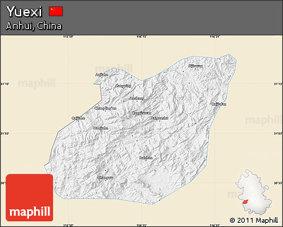 Classic Style Map of Yuexi, single color outside