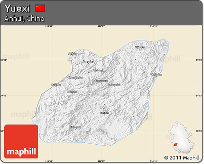Classic Style Map of Yuexi, single color outside