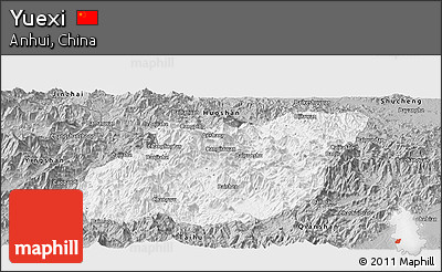 Gray Panoramic Map of Yuexi