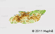 Physical Panoramic Map of Yuexi, cropped outside