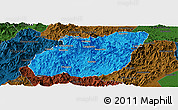 Political Panoramic Map of Yuexi, darken