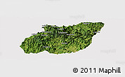 Satellite Panoramic Map of Yuexi, cropped outside