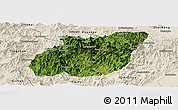 Satellite Panoramic Map of Yuexi, shaded relief outside
