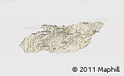 Shaded Relief Panoramic Map of Yuexi, cropped outside