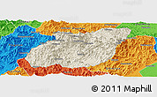 Shaded Relief Panoramic Map of Yuexi, political outside