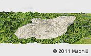 Shaded Relief Panoramic Map of Yuexi, satellite outside