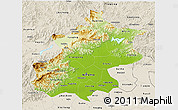 Physical 3D Map of Beijing, shaded relief outside
