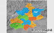 Political 3D Map of Beijing, desaturated
