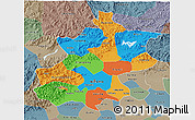 Political 3D Map of Beijing, semi-desaturated