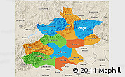 Political 3D Map of Beijing, shaded relief outside