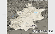 Shaded Relief 3D Map of Beijing, darken