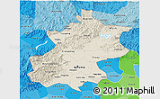 Shaded Relief 3D Map of Beijing, political shades outside