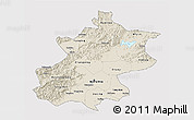 Shaded Relief 3D Map of Beijing, single color outside