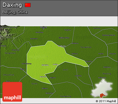 Physical 3D Map of Daxing, darken