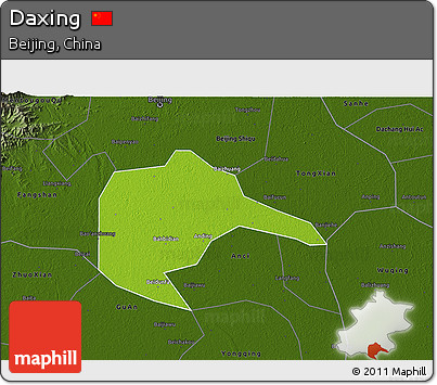 Physical 3D Map of Daxing, darken