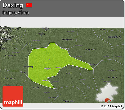Physical 3D Map of Daxing, darken, semi-desaturated