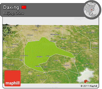 Physical 3D Map of Daxing, satellite outside